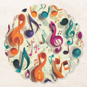 Colorful Music Pattern Paper Coaster