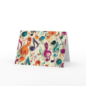 Colorful Music Pattern Thank You Card
