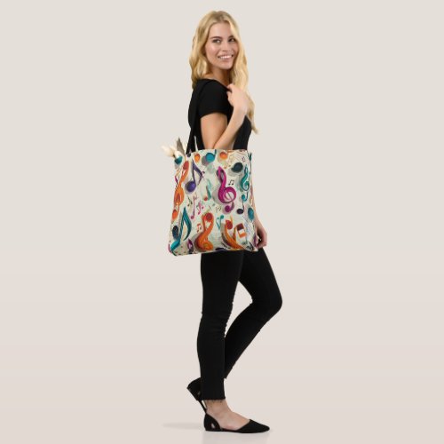 Colorful Music Pattern Tote Bag