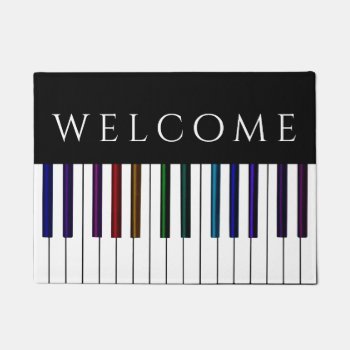 Colorful Music Piano Keys Festive Welcome Doormat by UROCKDezineZone at Zazzle