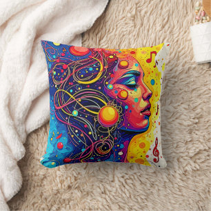Colorful Music Soul Throw Pillow
