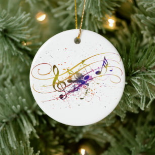 Colorful music splatter ceramic ornament