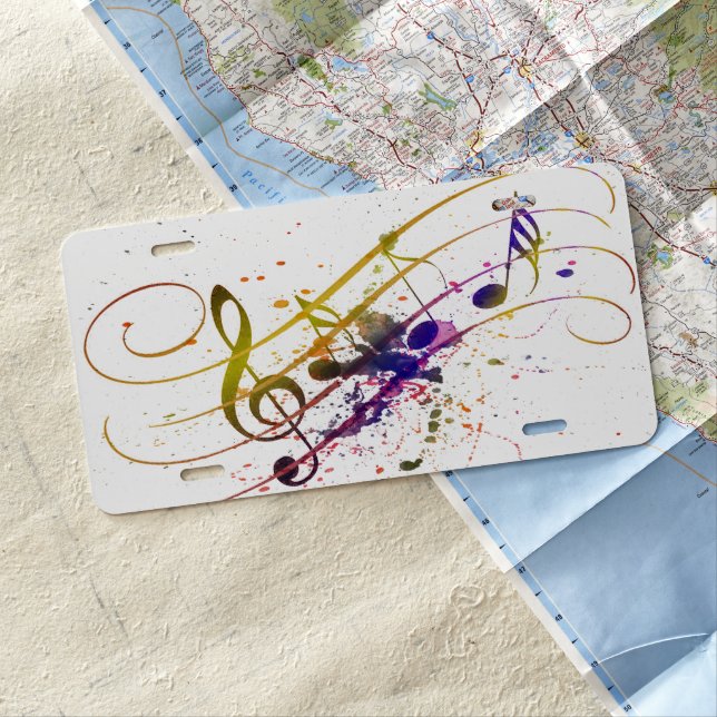 Colorful music splatter license plate (In Situ)