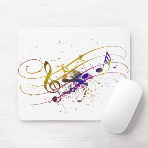 Colorful music splatter mouse pad