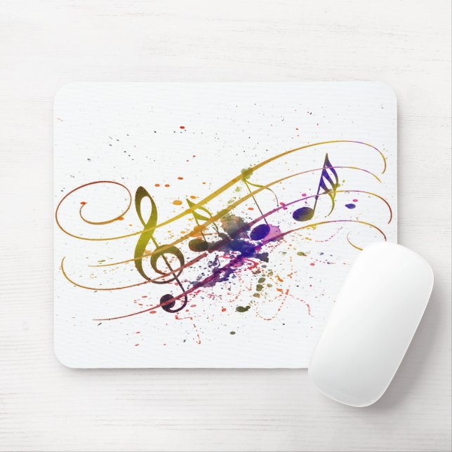 Colorful music splatter mouse pad (With Mouse)