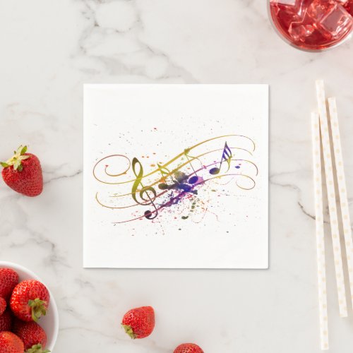 Colorful music splatter napkins