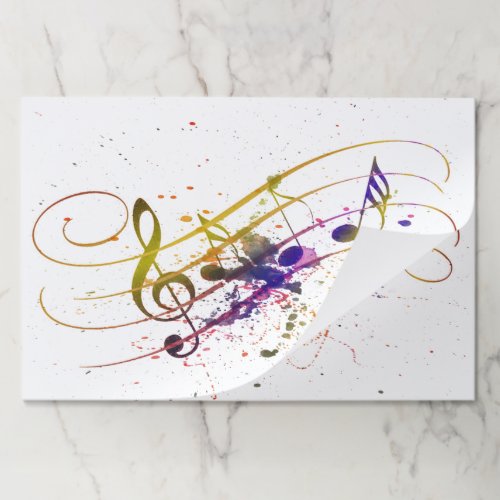 Colorful music splatter paper placemat