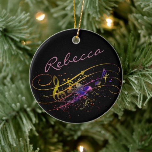 Colorful music splatter personalized ceramic ornam ceramic ornament