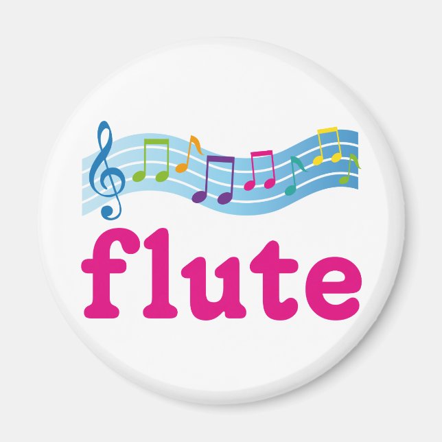 Colorful Music Staff Flute Design Gift Magnet (Front)