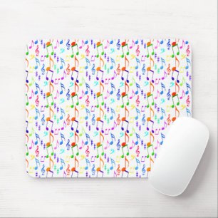 Colorful Music Symbols On White Mouse Pad