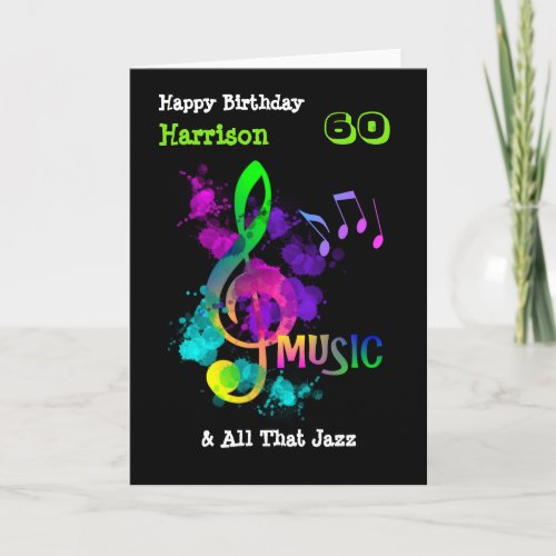 Colorful Music Themed Happy Birthday Personalized Card