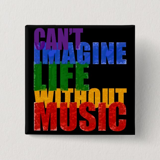 colorful music typography pinback button (Front)