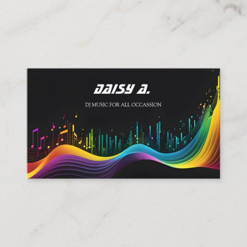 colorful music wave Miminal black DJ party planne Business Card