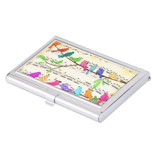 Colorful Musical Birds Business Card Case Spring