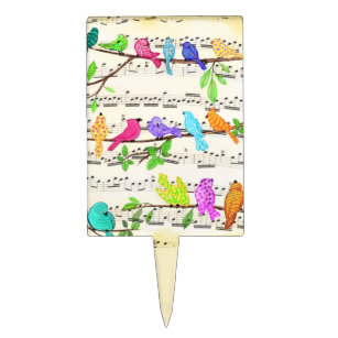 Colorful Musical Birds Cake Topper Spring