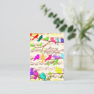 Colorful Musical Birds Christmas Card
