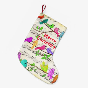 Colorful Musical Birds Christmas Stocking Gift