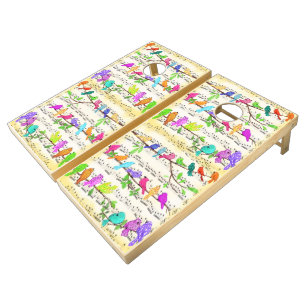 Colorful Musical Birds Cornhole Set Spring Joy