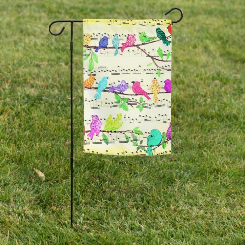 Colorful Musical Birds Garden Flag _ Happy Song