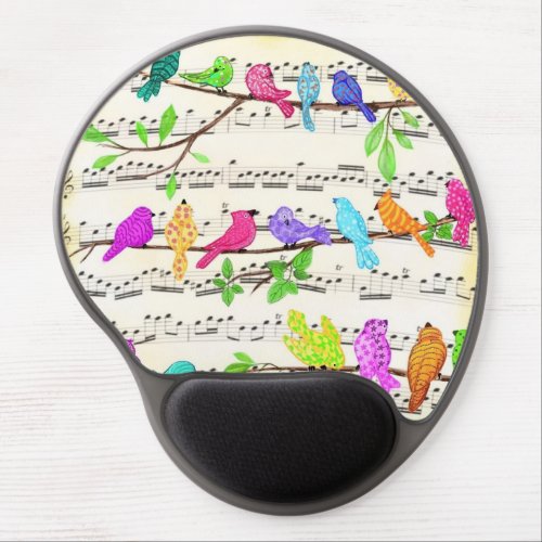 Colorful Musical Birds Gel Mouse Pad Spring