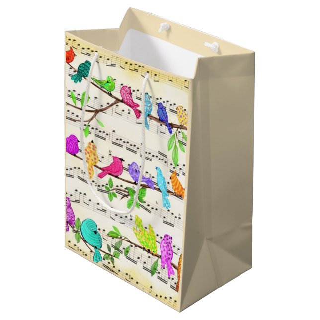Colorful Musical Birds Gift Bag Spring (Front Angled)