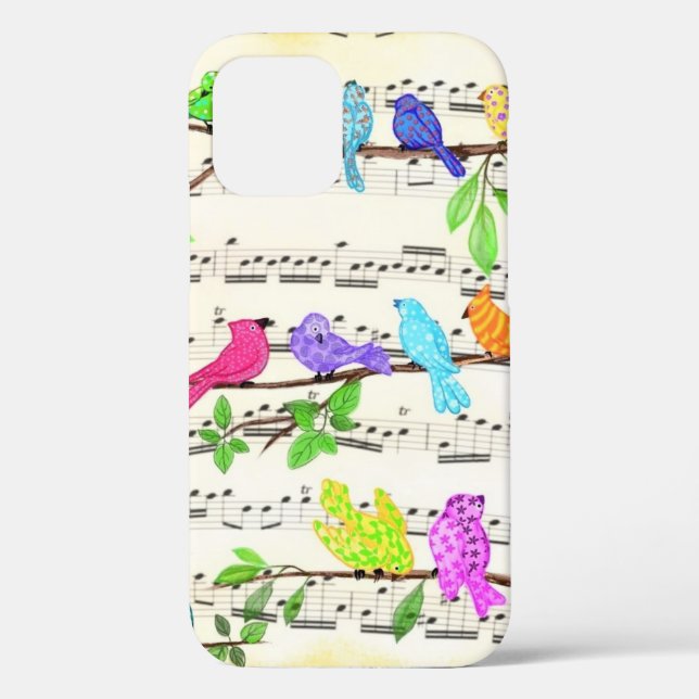 Colorful Musical Birds iPhone Case (Back)