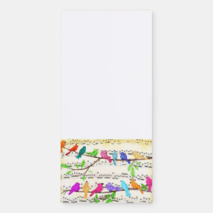 Colorful Musical Birds Magnetic Notepad Spring