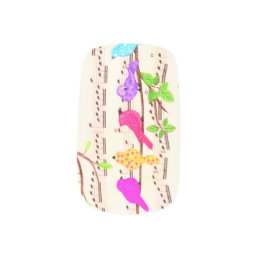 Colorful Musical Birds Minx Nail Art Spring Song
