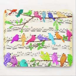Colorful Musical Birds Mouse Pad Spring