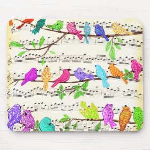 Colorful Musical Birds Mouse Pad Spring
