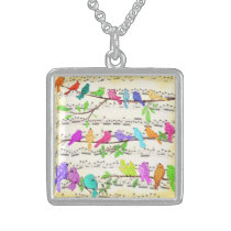 Colorful Musical Birds Necklace