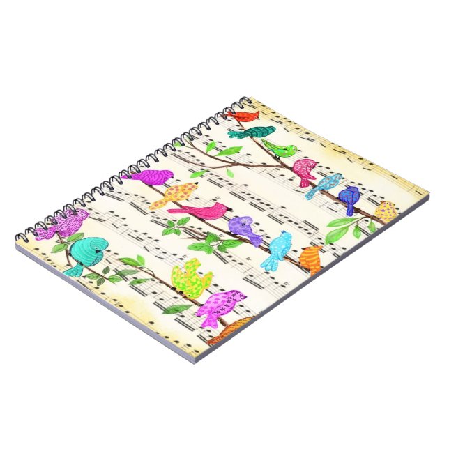 Colorful Musical Birds Notebook Spring (Left Side)