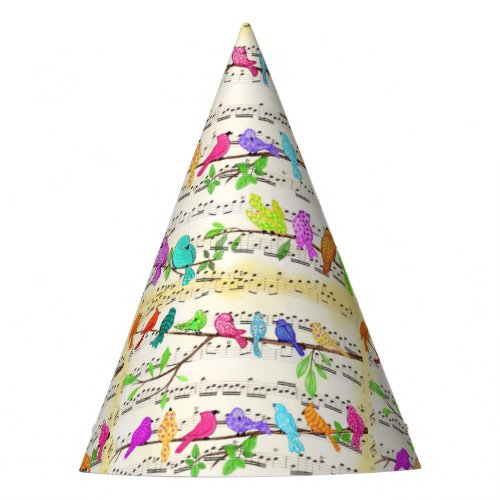 Colorful Musical Birds Party Hat Spring