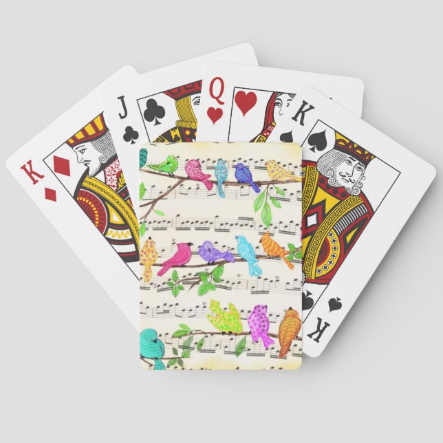 Colorful Musical Birds Playing Cards (Back)