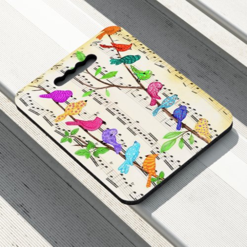Colorful Musical Birds Seat Cushion