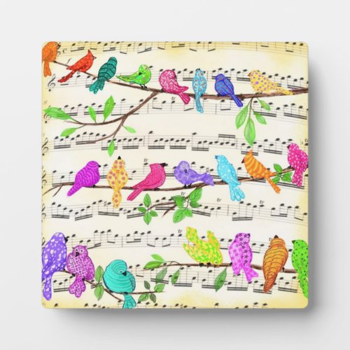 Colorful Musical Birds Spring Plaque