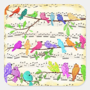 Colorful Musical Birds Sticker Spring