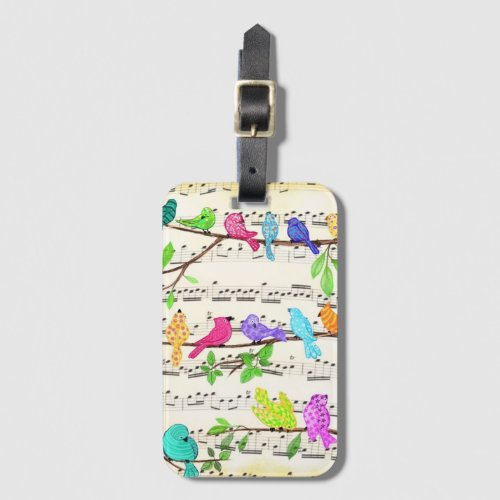 Colorful Musical Birds Symphony Luggage Tag