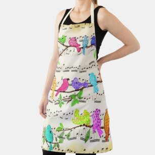 Colorful Musical Birds Symphony Magic Song Apron