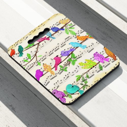 Colorful Musical Birds Symphony Seat Cushion