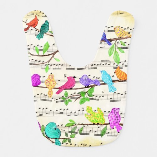 Colorful Musical Birds Symphony Song Baby Bib Gift
