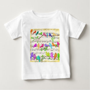 Colorful Musical Birds Symphony - Spring Song Baby T-Shirt