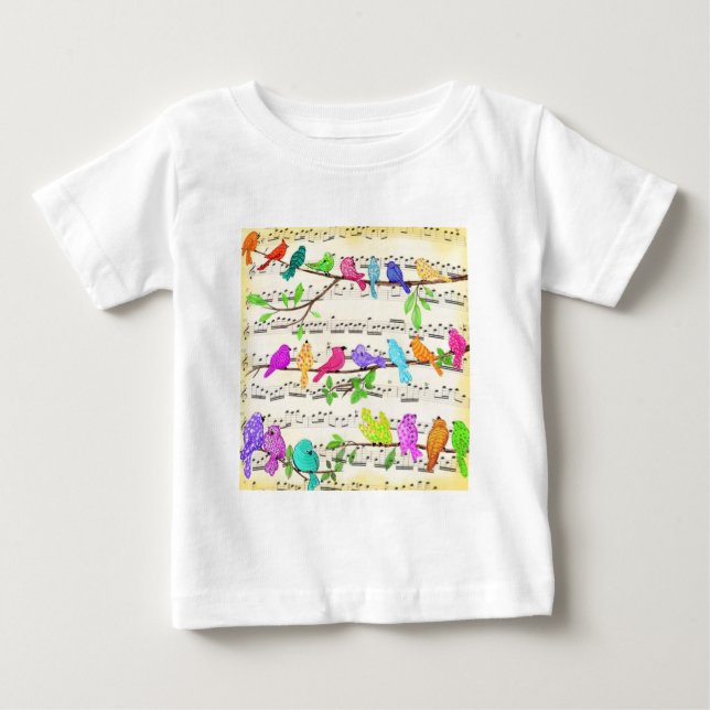 Colorful Musical Birds Symphony - Spring Song Baby T-Shirt (Front)