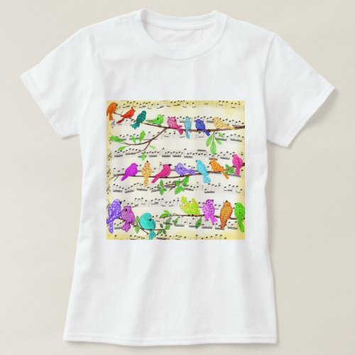 Colorful Musical Birds T_Shirt Spring