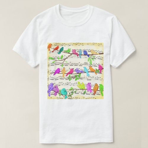 Colorful Musical Birds T_Shirt Spring Song