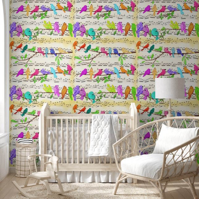 Colorful Musical Birds Wallpaper (Kids)