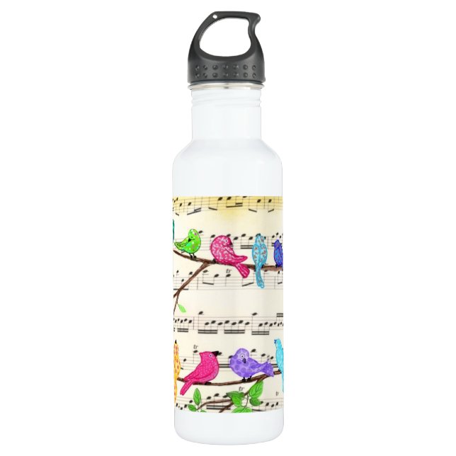 Colorful Musical Birds Water Bottle Spring (Front)