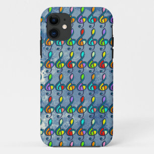 colorful musical clave notes pattern iPhone 11 case