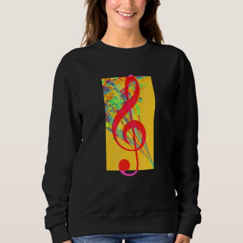 Colorful Musical Clef Musician Music Sheet School  Sweatshirt