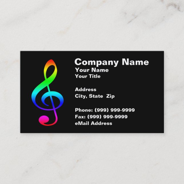 Colorful Musical Clef Symbol Business Card (Front)
